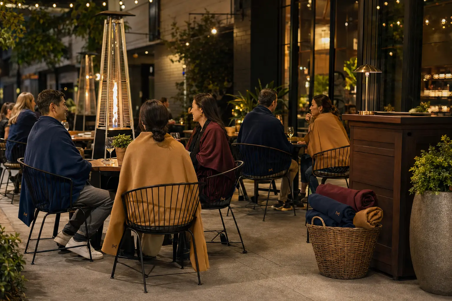 Cafe ve restoran polar şalı